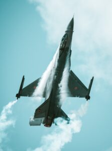 Fighter jet cloudy blue sky, Darklab Vanta tactical eVTOL